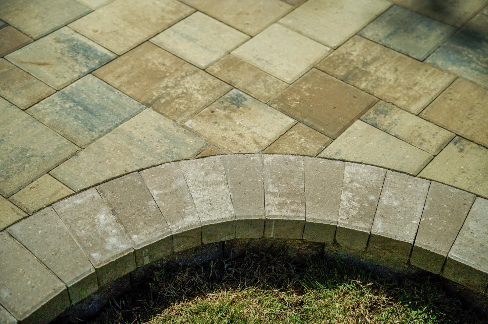 Close detail of paver texture and curved edging in Baldwin County, Alabama